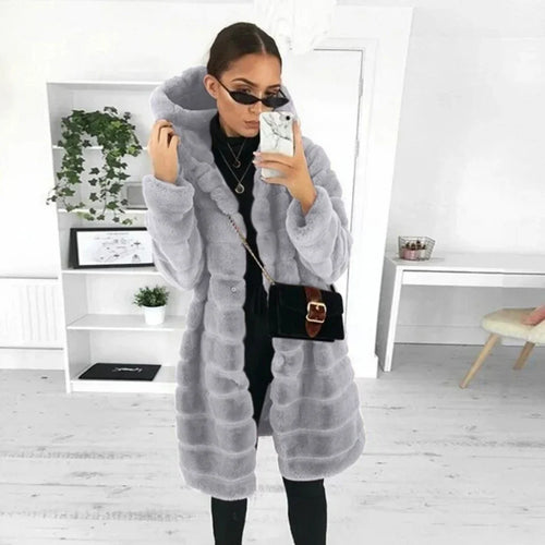 Julienne - Women's Hooded Faux Fur Coat