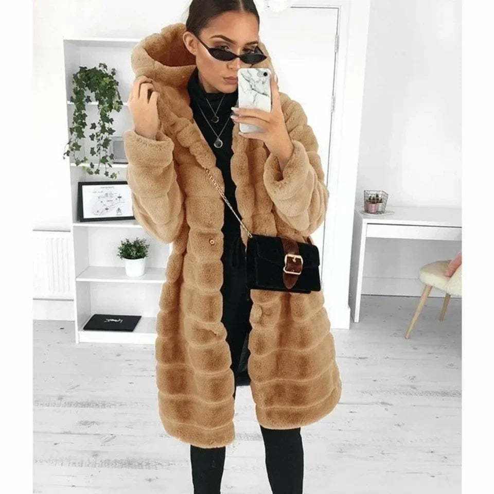 Julienne - Women's Hooded Faux Fur Coat