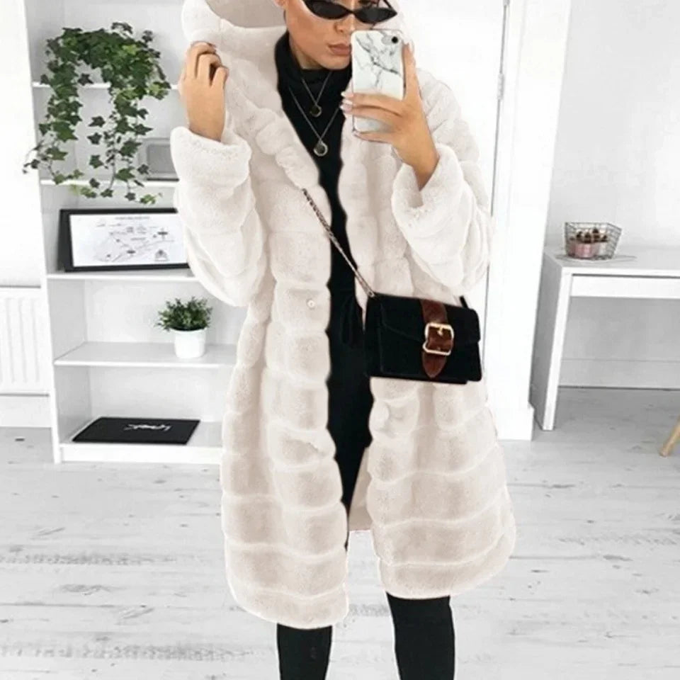 Julienne - Women's Hooded Faux Fur Coat