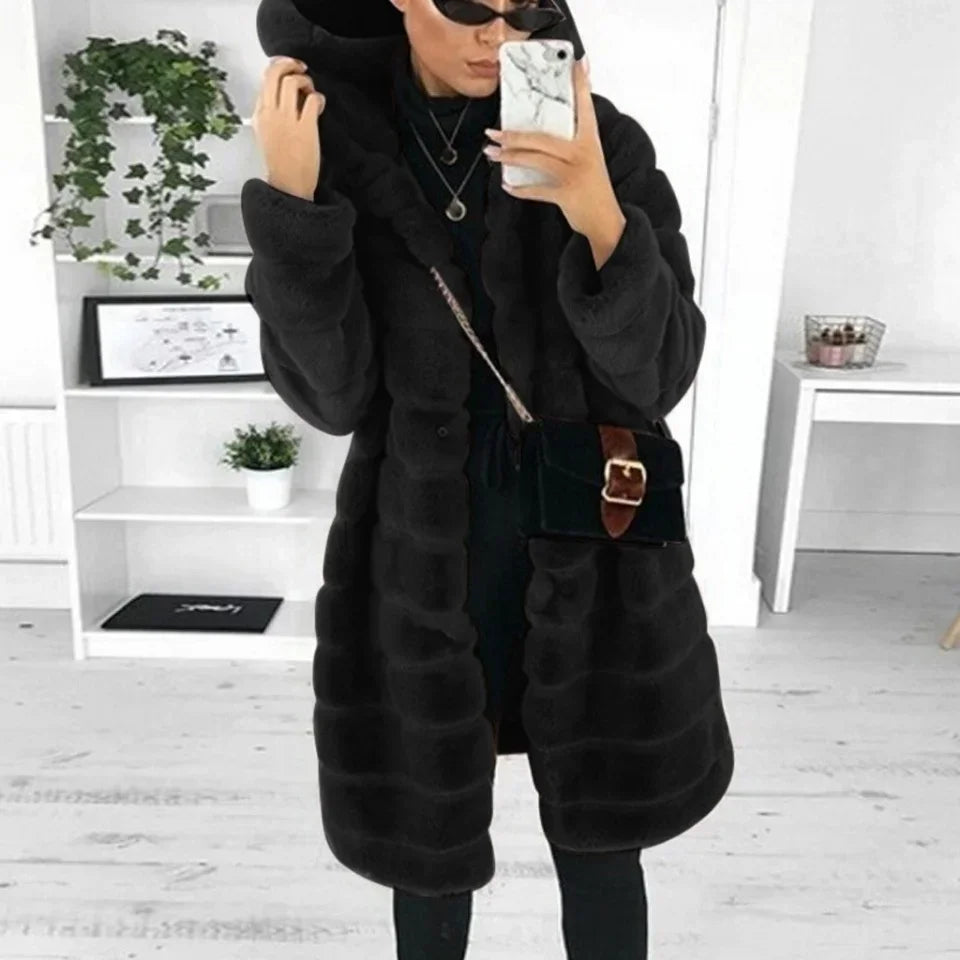 Julienne - Women's Hooded Faux Fur Coat