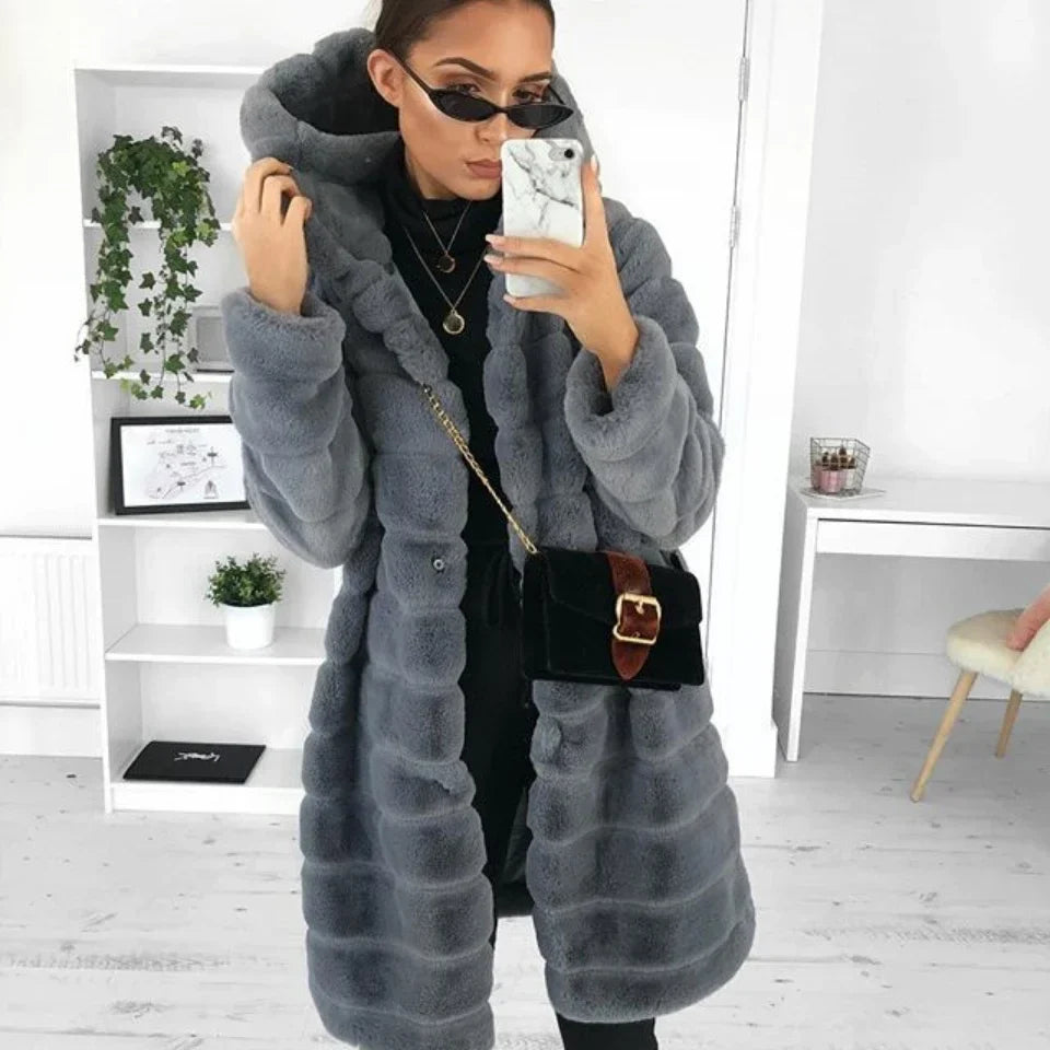 Julienne - Women's Hooded Faux Fur Coat