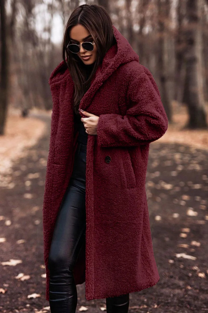 Juno - Women's Long Hooded Teddy Coat