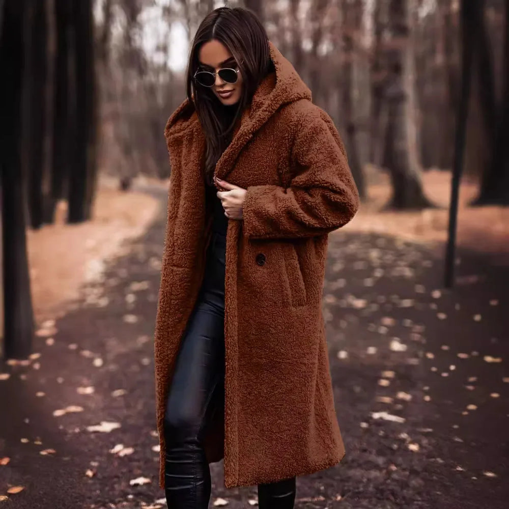 Juno - Women's Long Hooded Teddy Coat