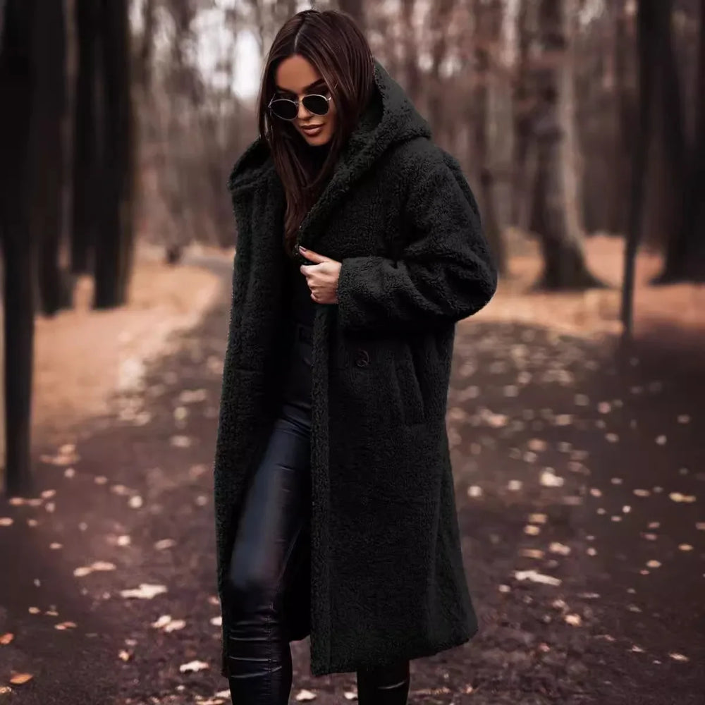 Juno - Women's Long Hooded Teddy Coat