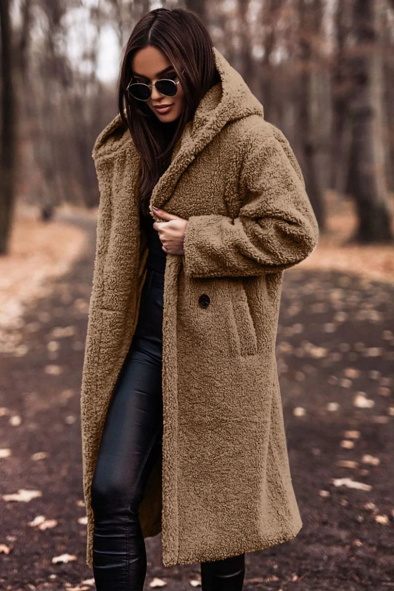 Juno - Women's Long Hooded Teddy Coat