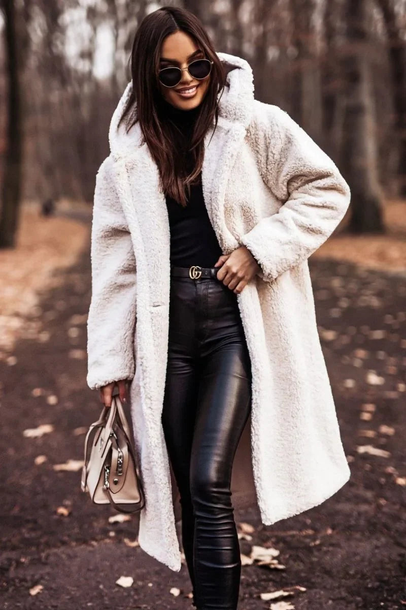 Juno - Women's Long Hooded Teddy Coat