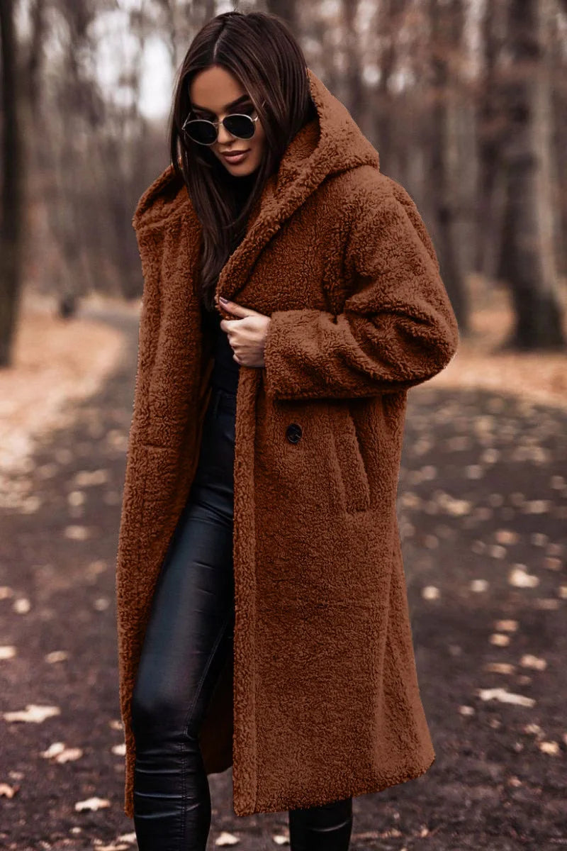 Juno - Women's Long Hooded Teddy Coat