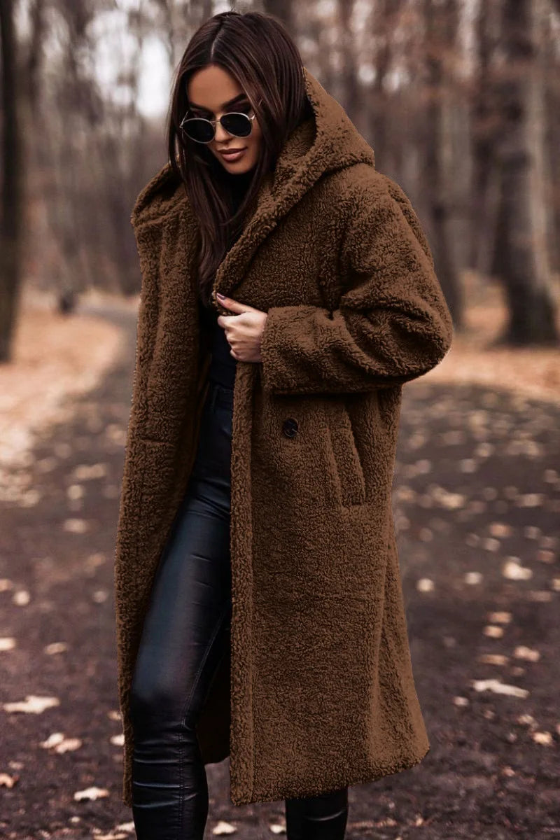 Juno - Women's Long Hooded Teddy Coat