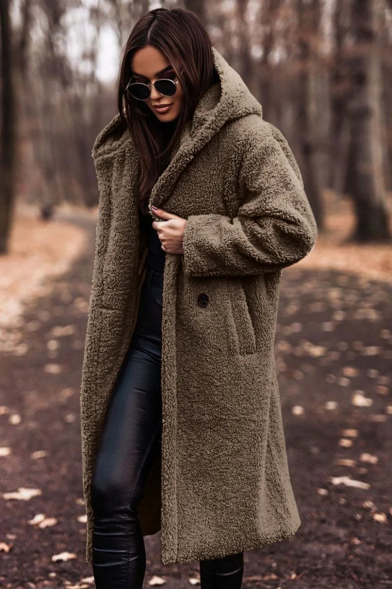 Juno - Women's Long Hooded Teddy Coat