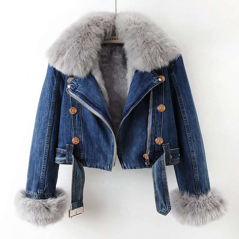 Lark - Women's Faux Fur Denim Jacket