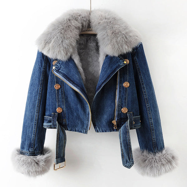 Lark - Women's Faux Fur Denim Jacket