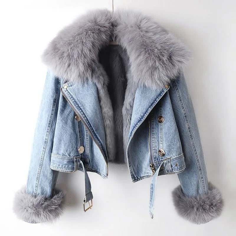 Lark - Women's Faux Fur Denim Jacket