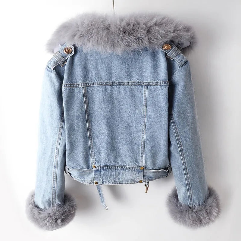 Lark - Women's Faux Fur Denim Jacket