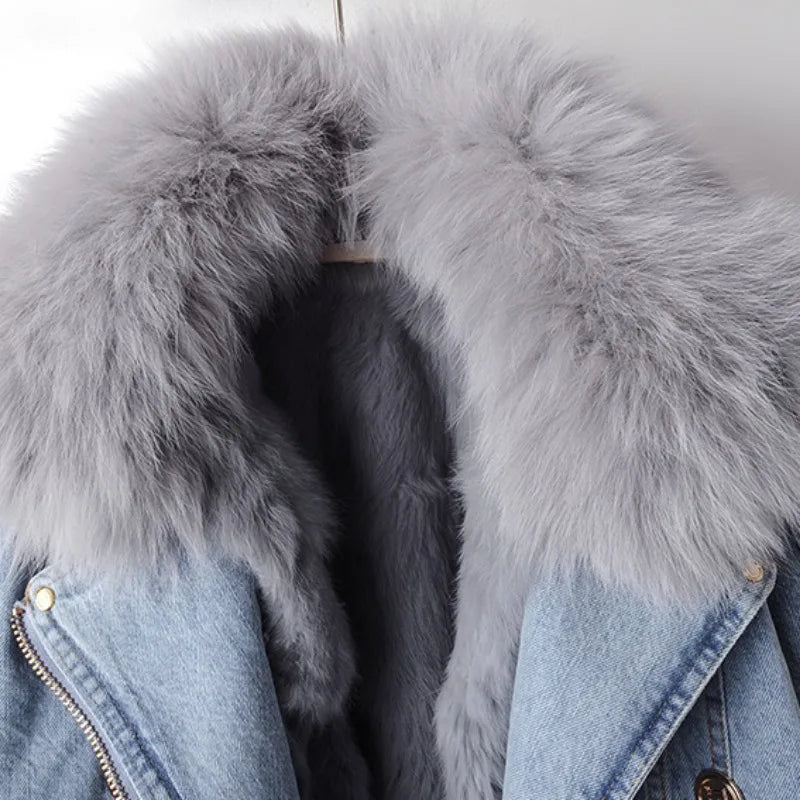 Lark - Women's Faux Fur Denim Jacket