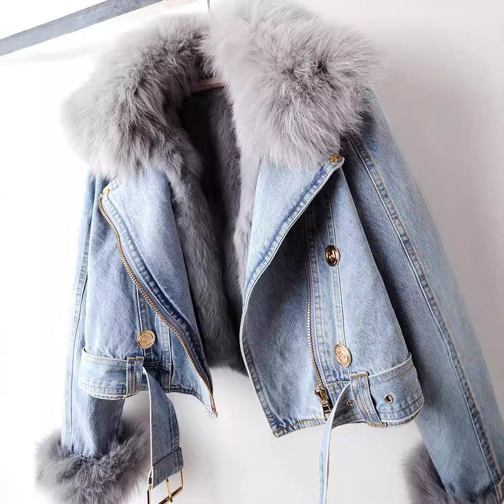 Lark - Women's Faux Fur Denim Jacket