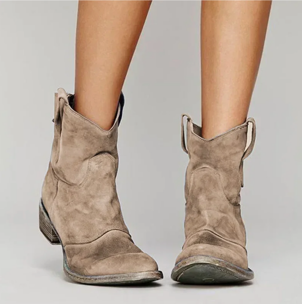 Lucienne - Women's Suede Western Mid Calf Boots