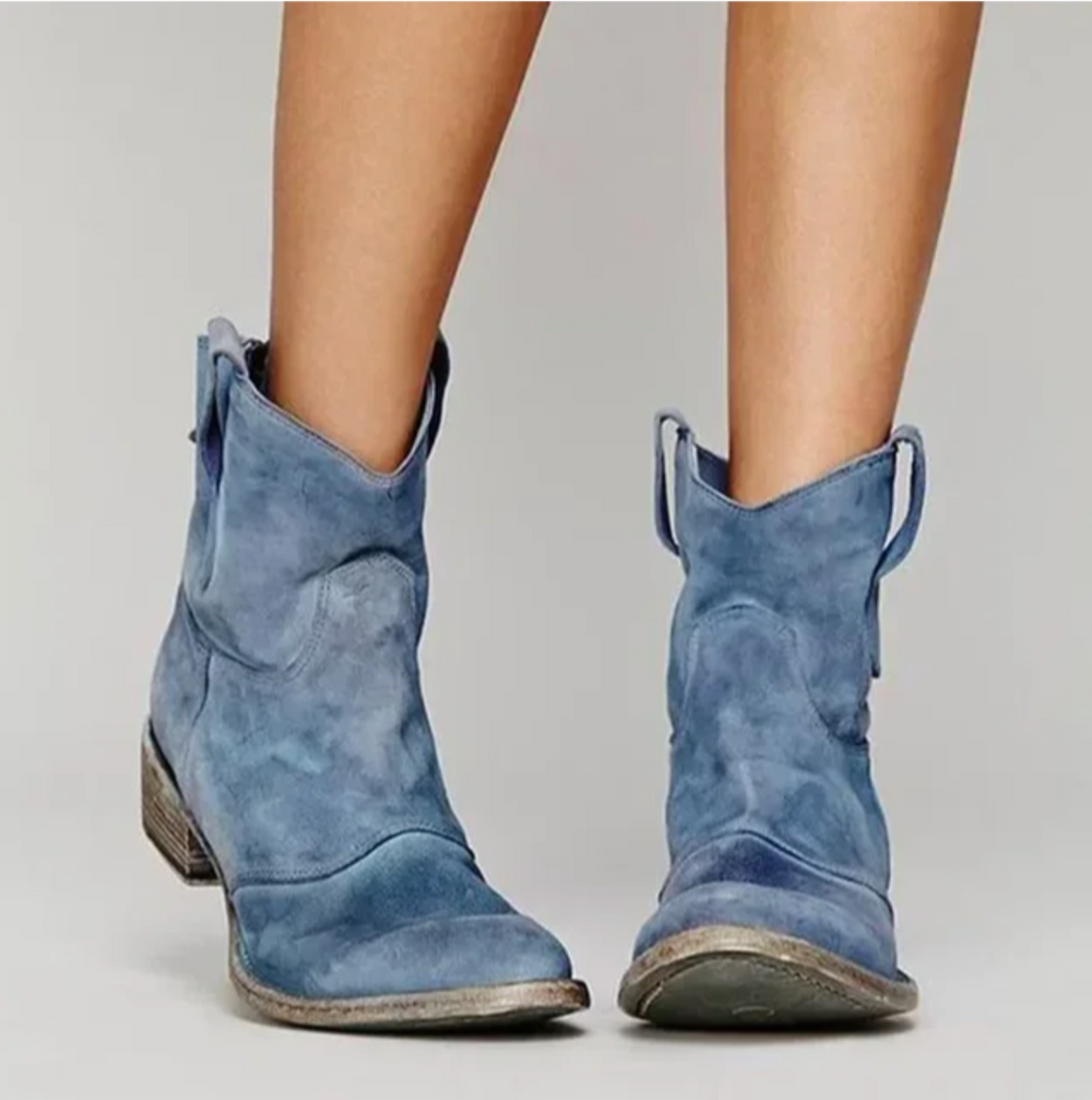 Lucienne - Women's Suede Western Mid Calf Boots
