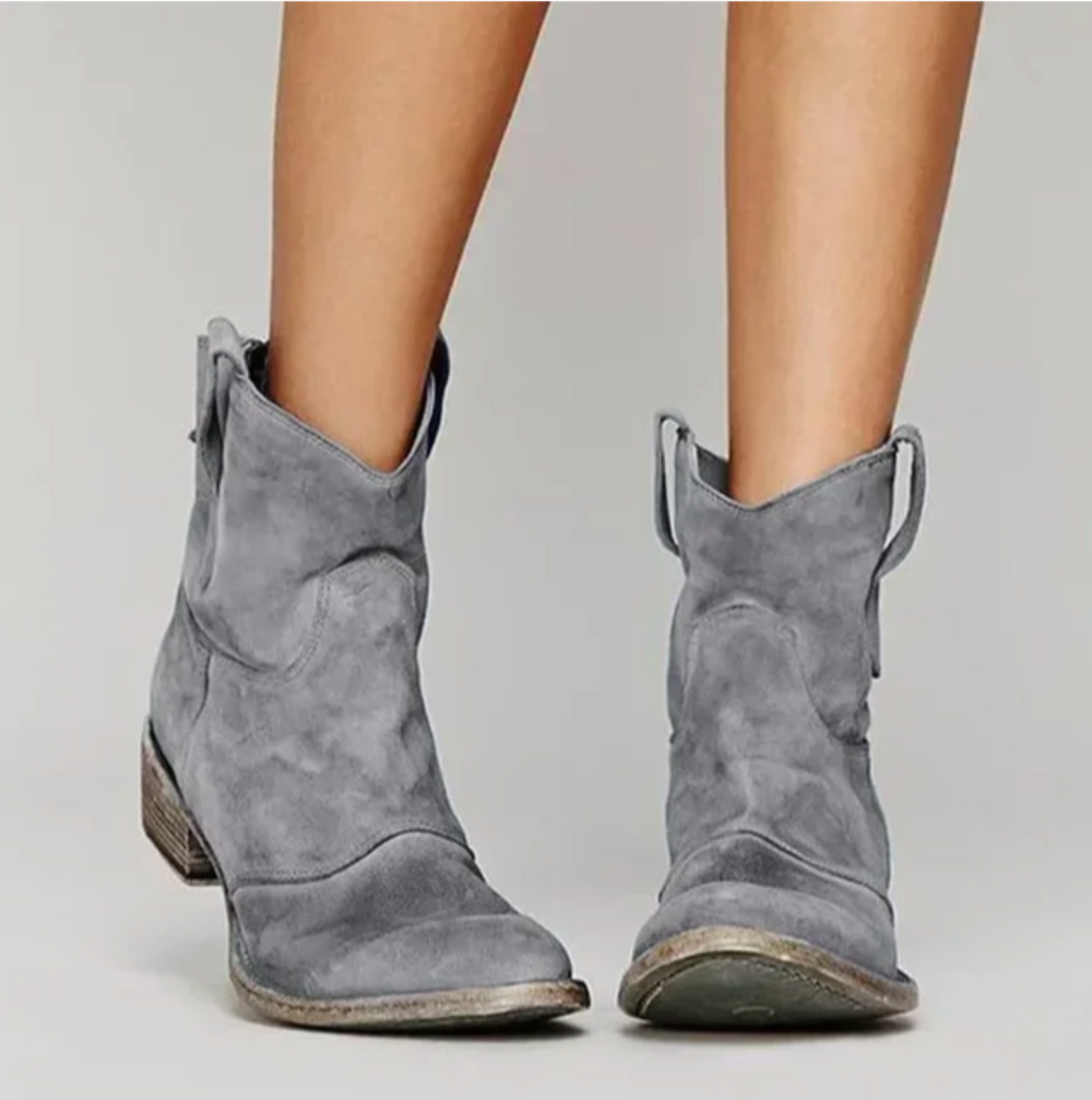 Lucienne - Women's Suede Western Mid Calf Boots