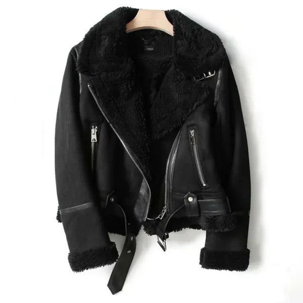 Minerva - Women's Sherpa Lined Leather Jacket
