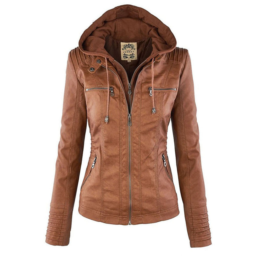 Nadia - Women's Hooded Leather Jacket