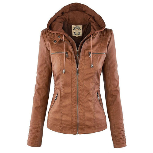 Nadia - Women's Hooded Leather Jacket