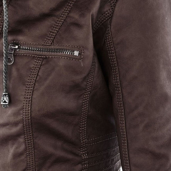 Nadia - Women's Hooded Leather Jacket