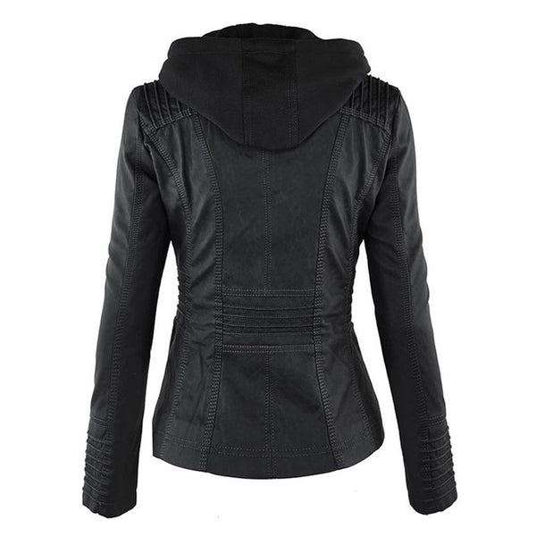 Nadia - Women's Hooded Leather Jacket
