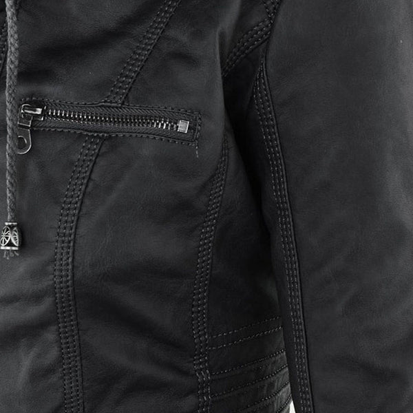Nadia - Women's Hooded Leather Jacket