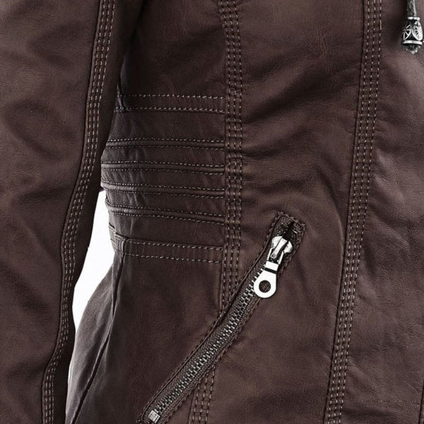 Nadia - Women's Hooded Leather Jacket