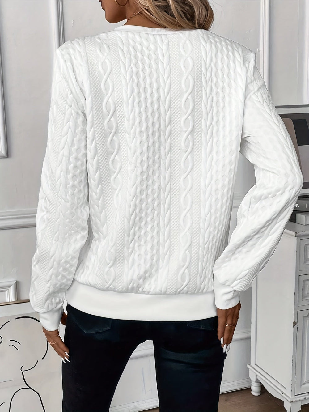 Nell - Women's Cable Knit Pullover Sweater
