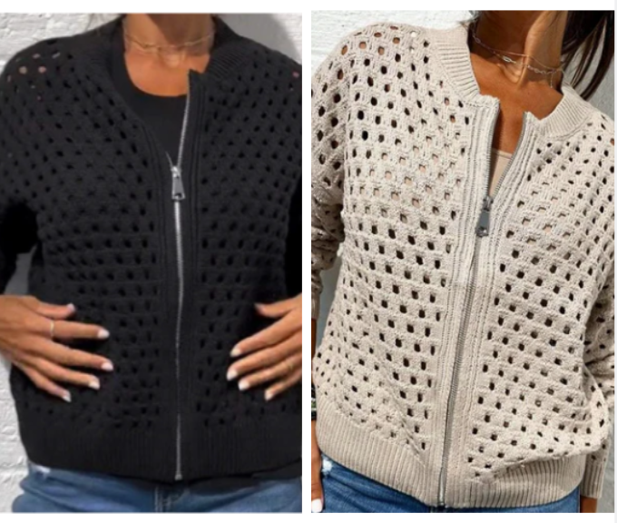 Nerissa - Women's Zip Up Knit Cardigan