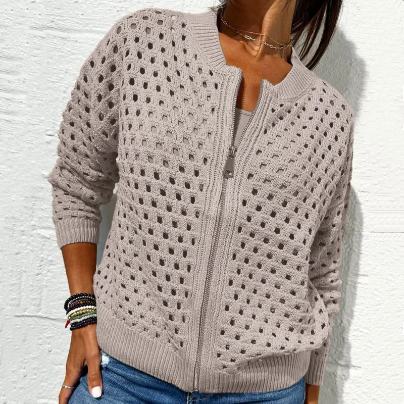 Nerissa - Women's Zip Up Knit Cardigan