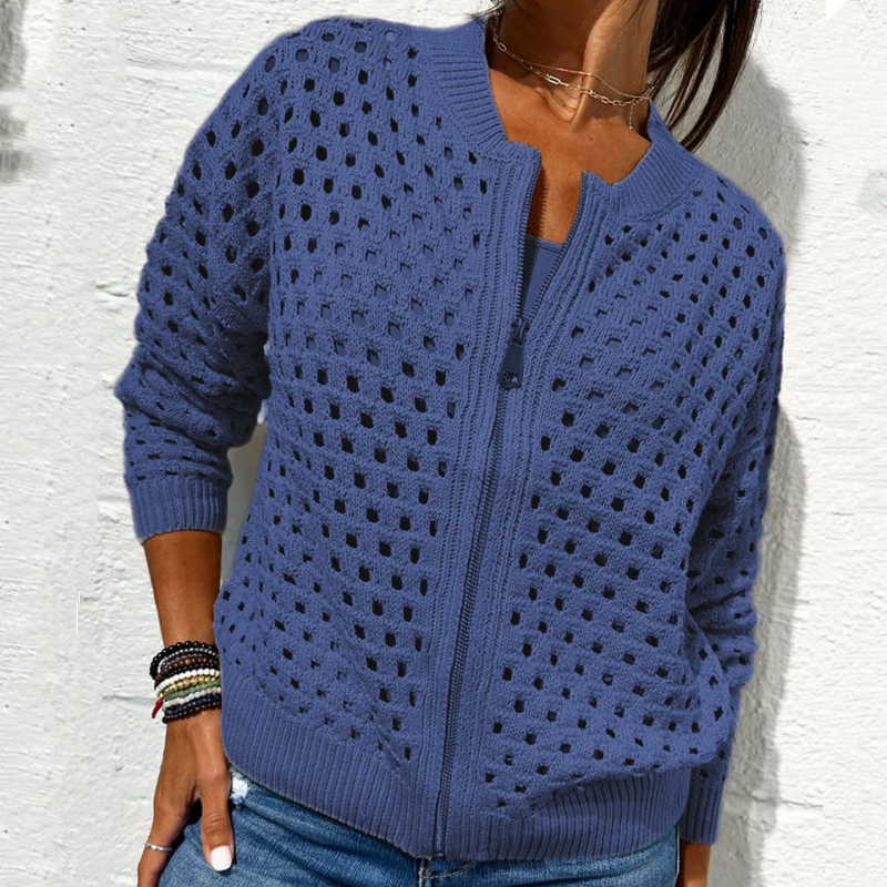 Nerissa - Women's Zip Up Knit Cardigan