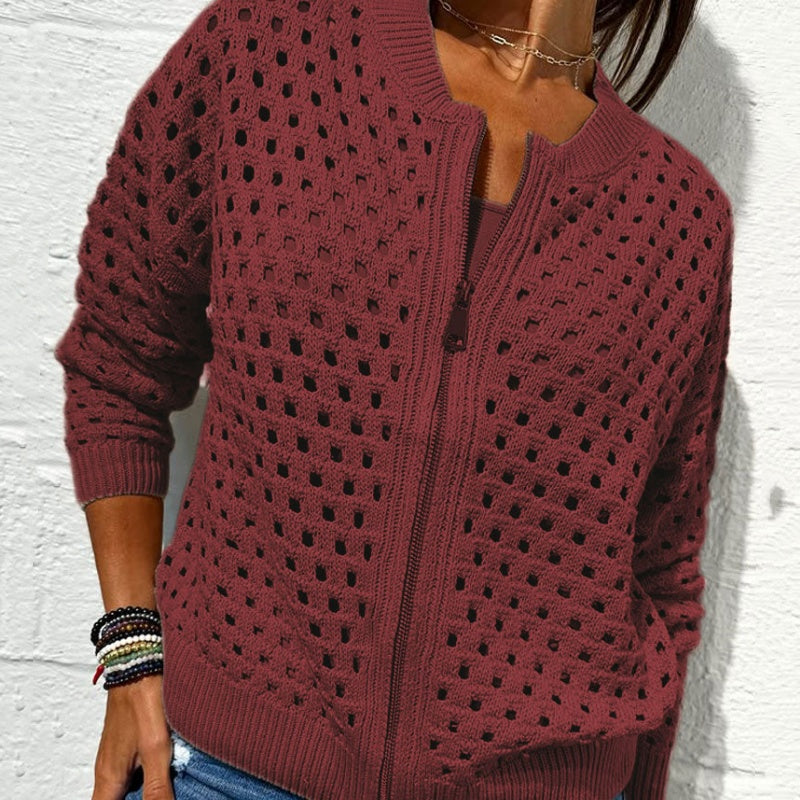 Nerissa - Women's Zip Up Knit Cardigan