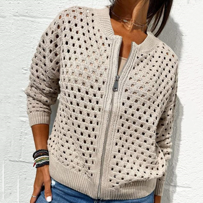 Nerissa - Women's Zip Up Knit Cardigan