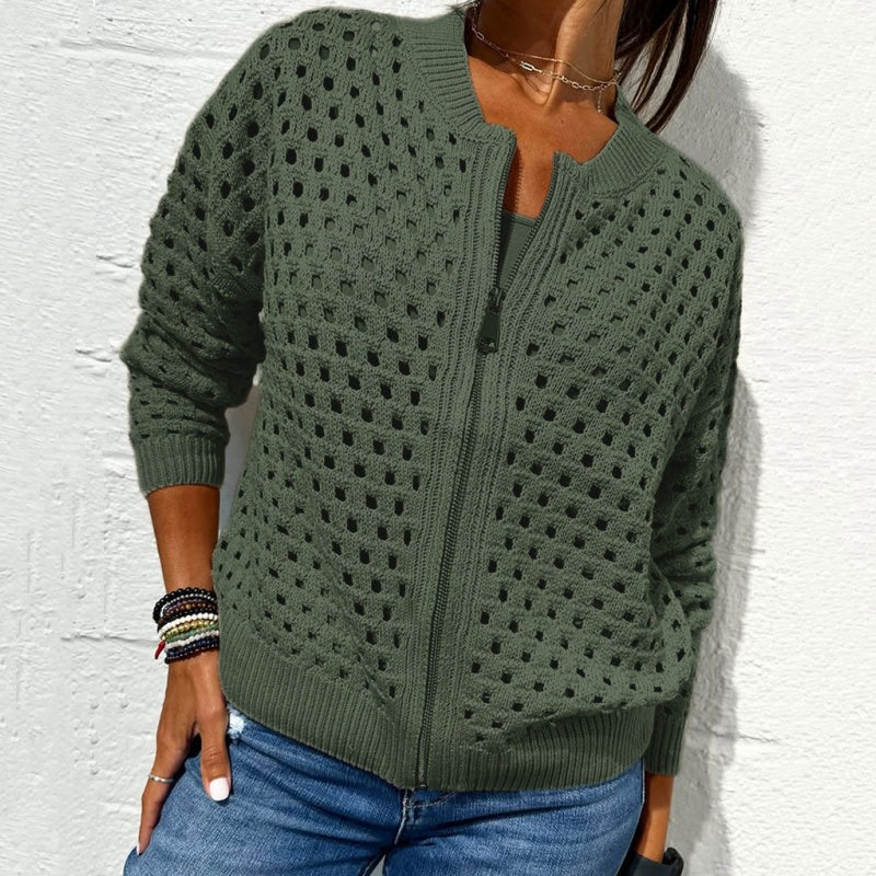 Nerissa - Women's Zip Up Knit Cardigan