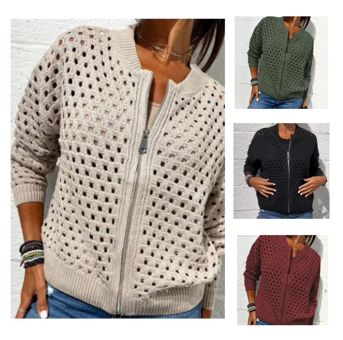Nerissa - Women's Zip Up Knit Cardigan