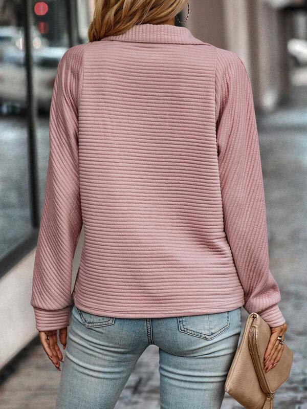 Nora - Women's V Neck Quarter Zip Sweater