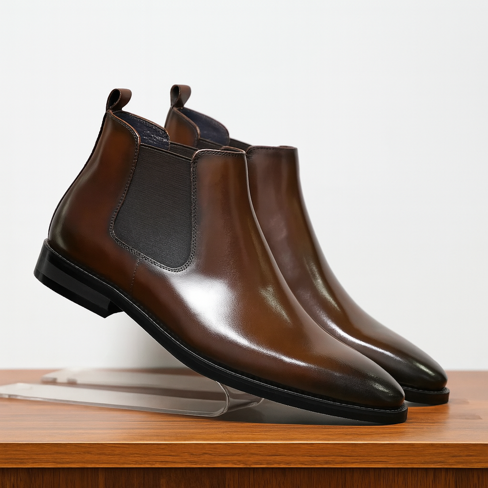 Oswald - Men's Brown Leather Chelsea Boots