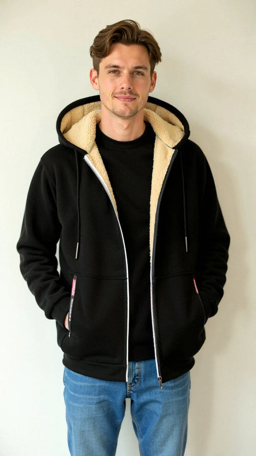 Percival - Men's Sherpa Lined Zip Up Hoodie