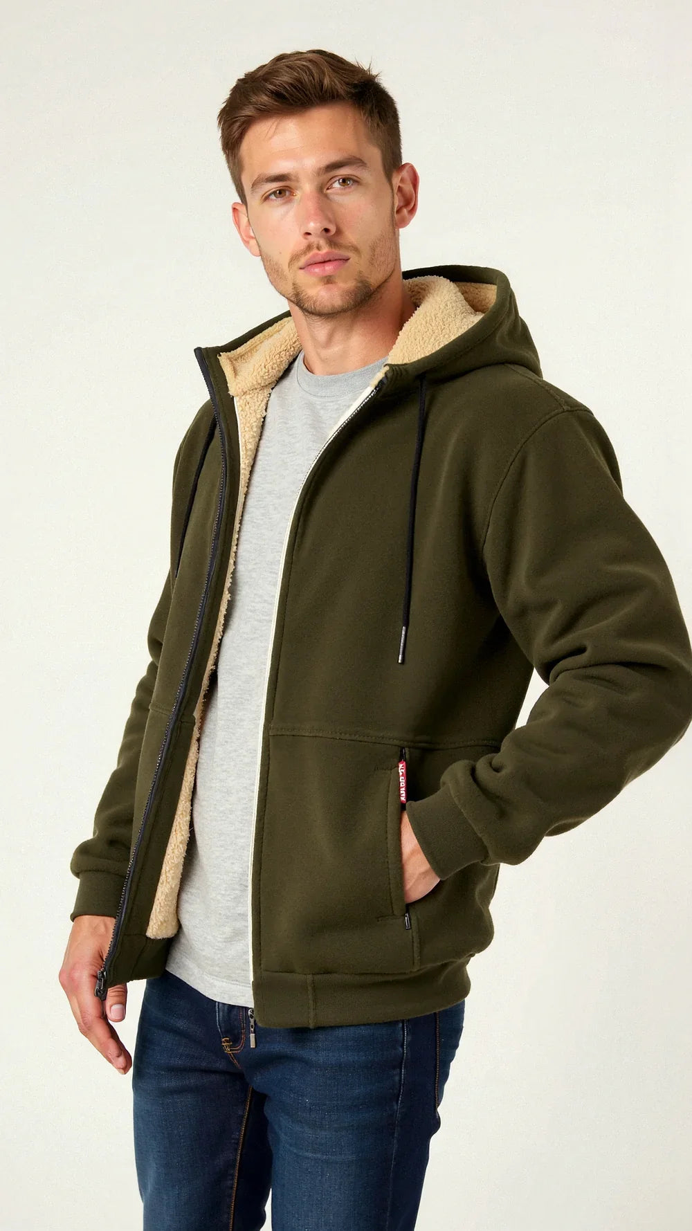 Percival - Men's Sherpa Lined Zip Up Hoodie