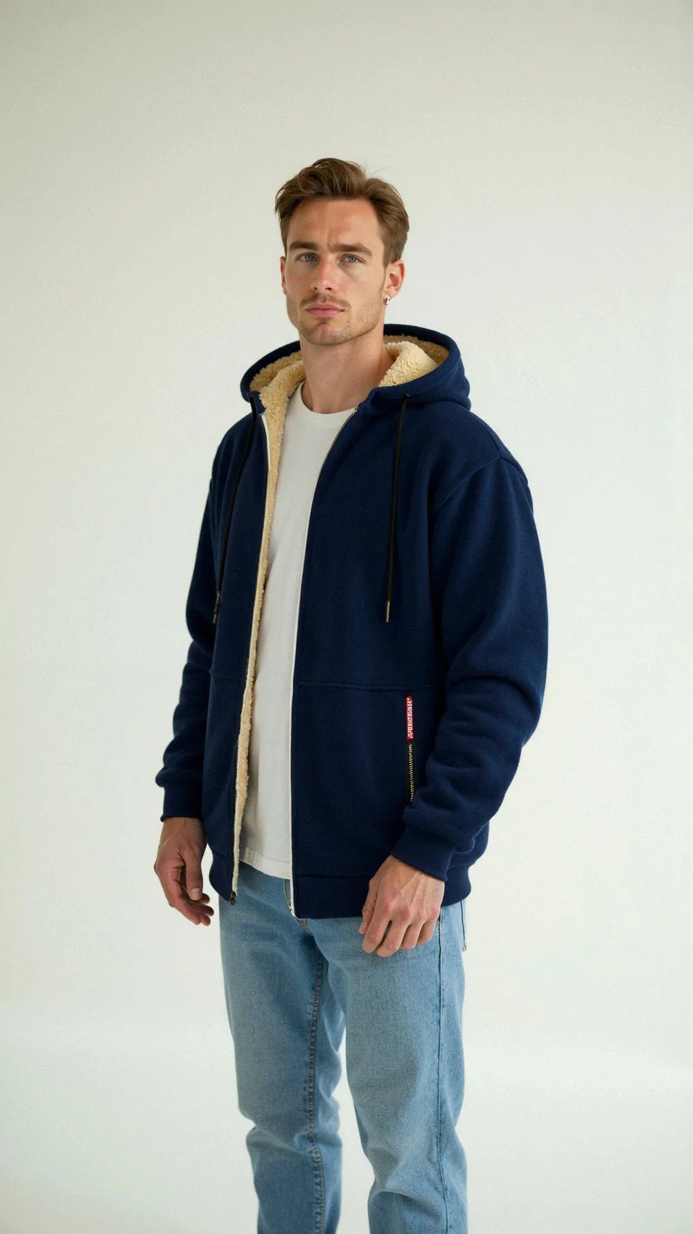 Percival - Men's Sherpa Lined Zip Up Hoodie