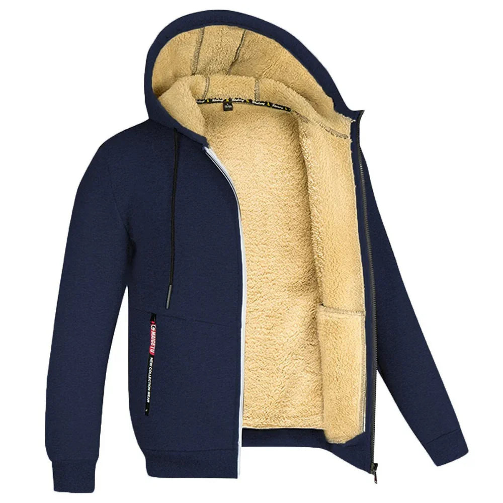 Percival - Men's Sherpa Lined Zip Up Hoodie