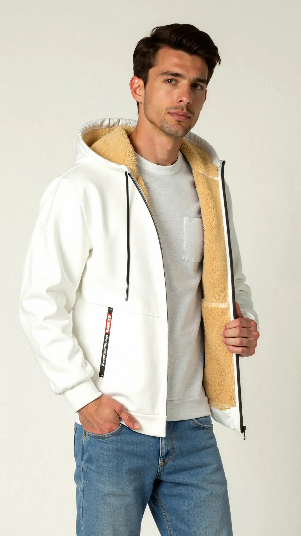 Percival - Men's Sherpa Lined Zip Up Hoodie