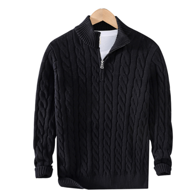 Ramsey - Men's Cable Knit Zip Up Sweater