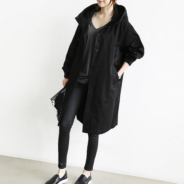 Simone - Women's Long Hooded Trench Coat