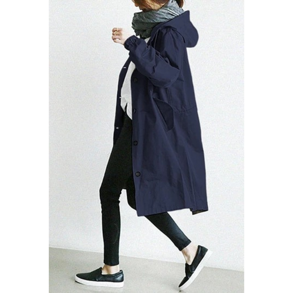 Simone - Women's Long Hooded Trench Coat