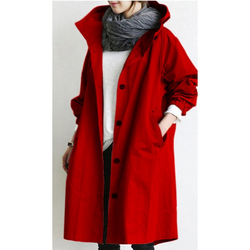 Simone - Women's Long Hooded Trench Coat