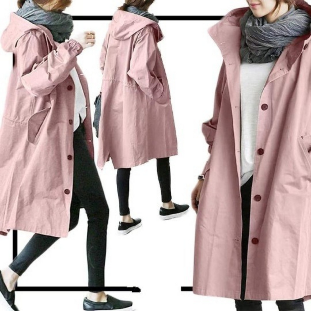 Simone - Women's Long Hooded Trench Coat