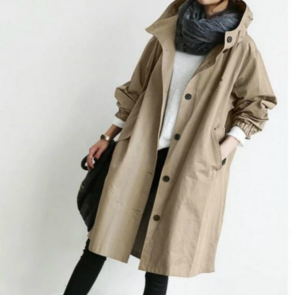 Simone - Women's Long Hooded Trench Coat